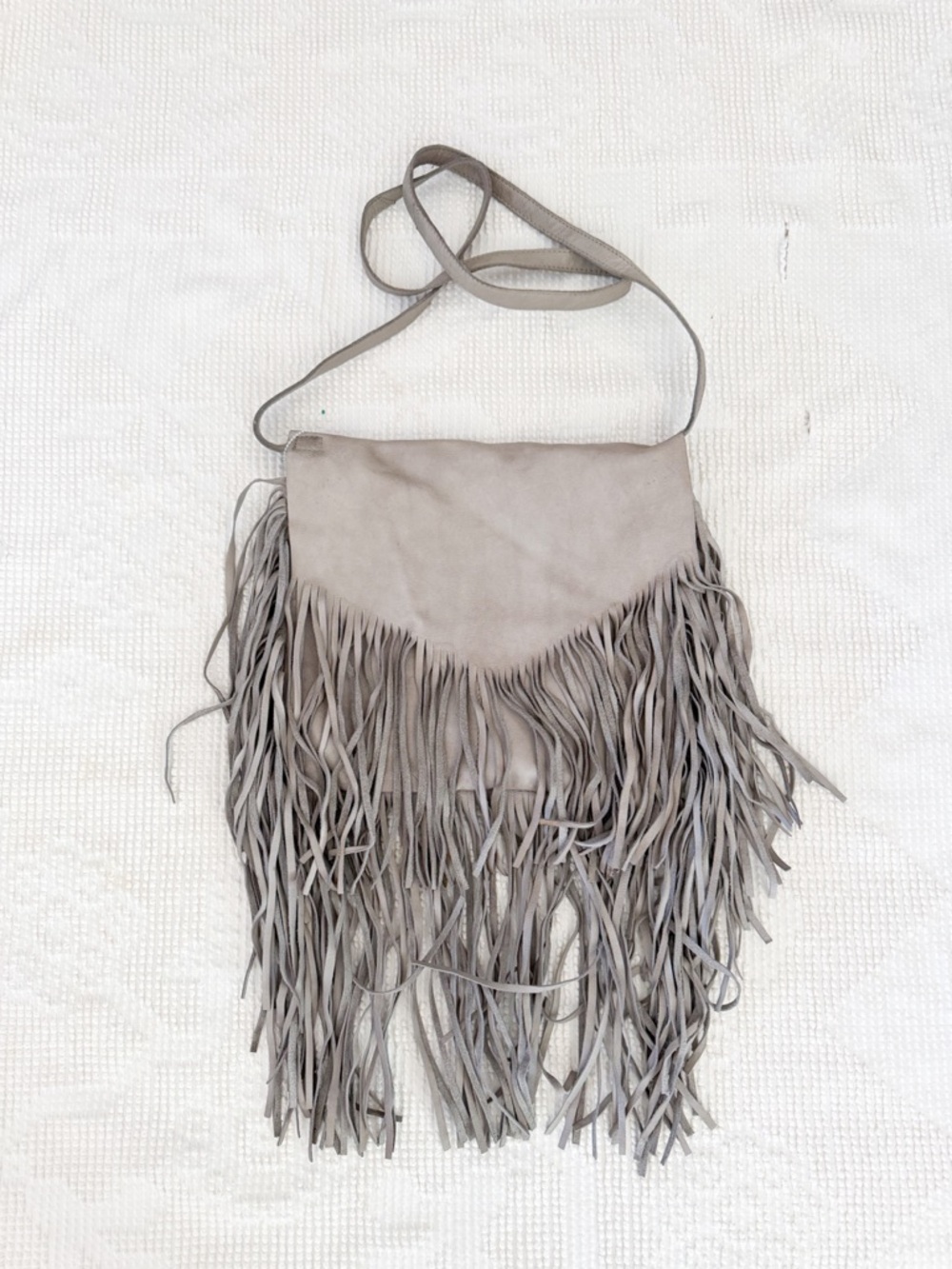 Freebird by Steven leather Fringe Boho Crossbody Bag Grey